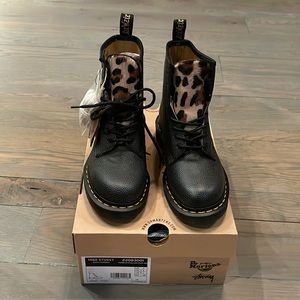 Limited Edition Dr Martens x Stussy black pebble and leopard